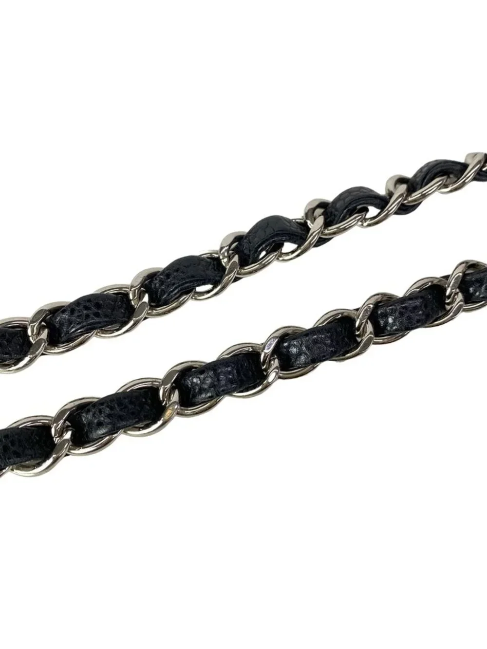 Chanel Shoulder Bag Double Flap Quilted Black Chain Silver